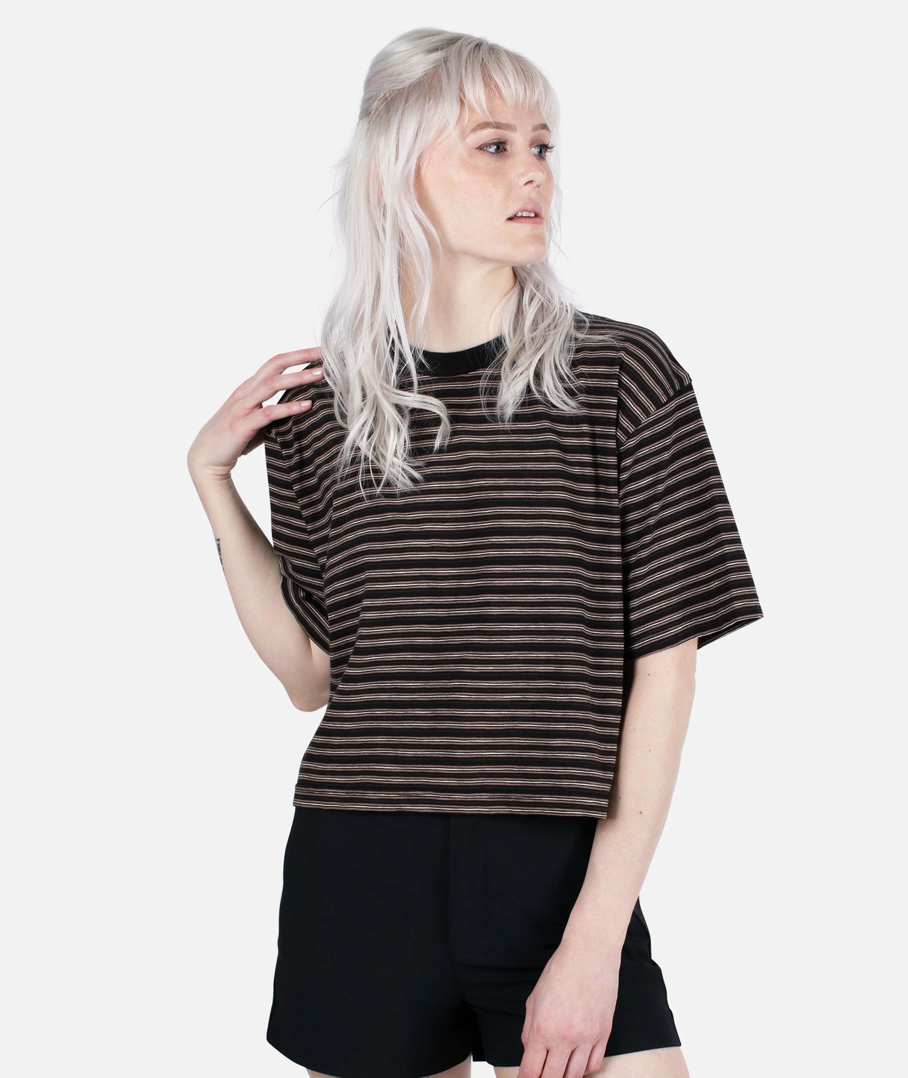 Avalon Striped Tee - Black - Image 2