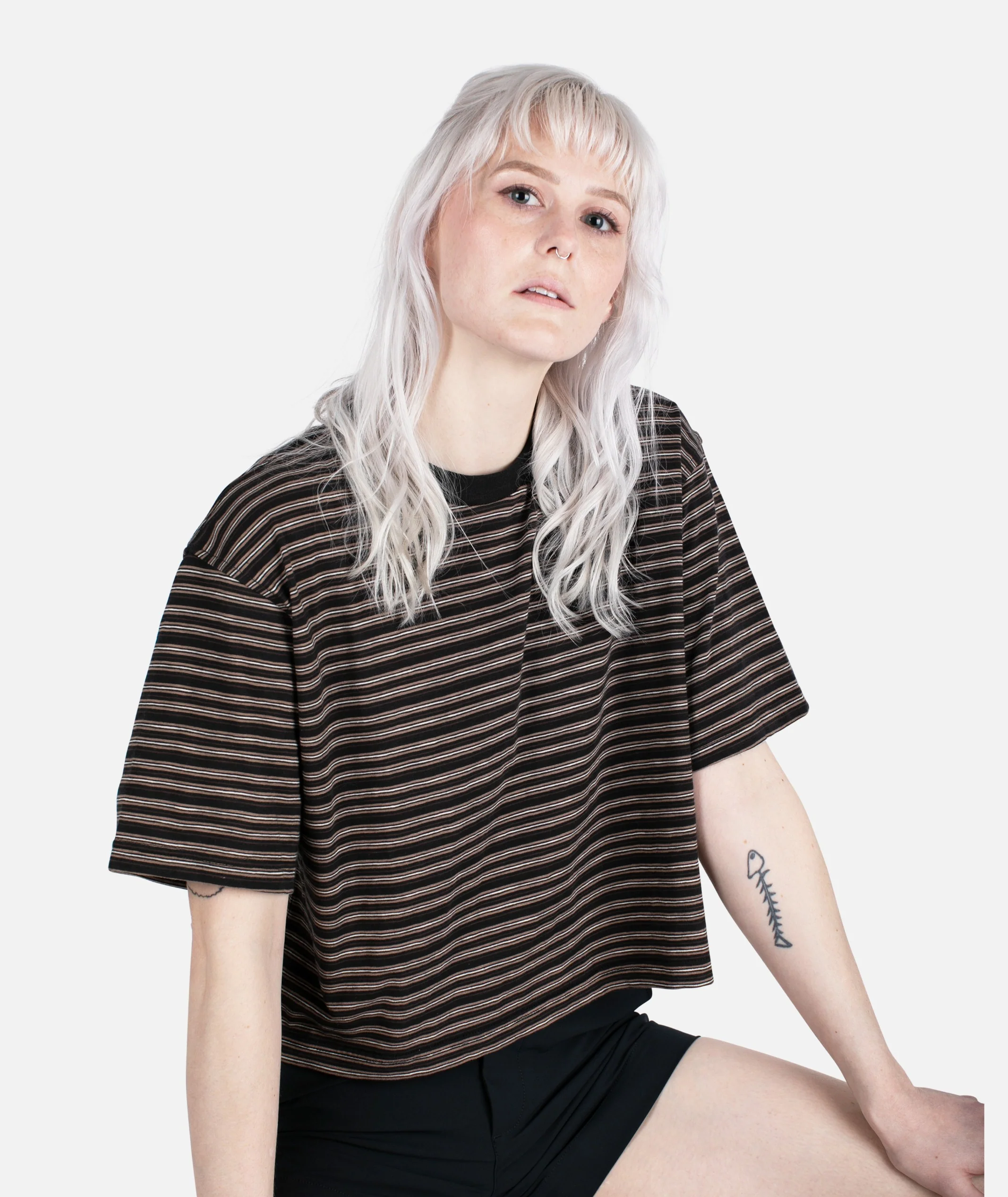 Avalon Striped Tee - Black - Image 4