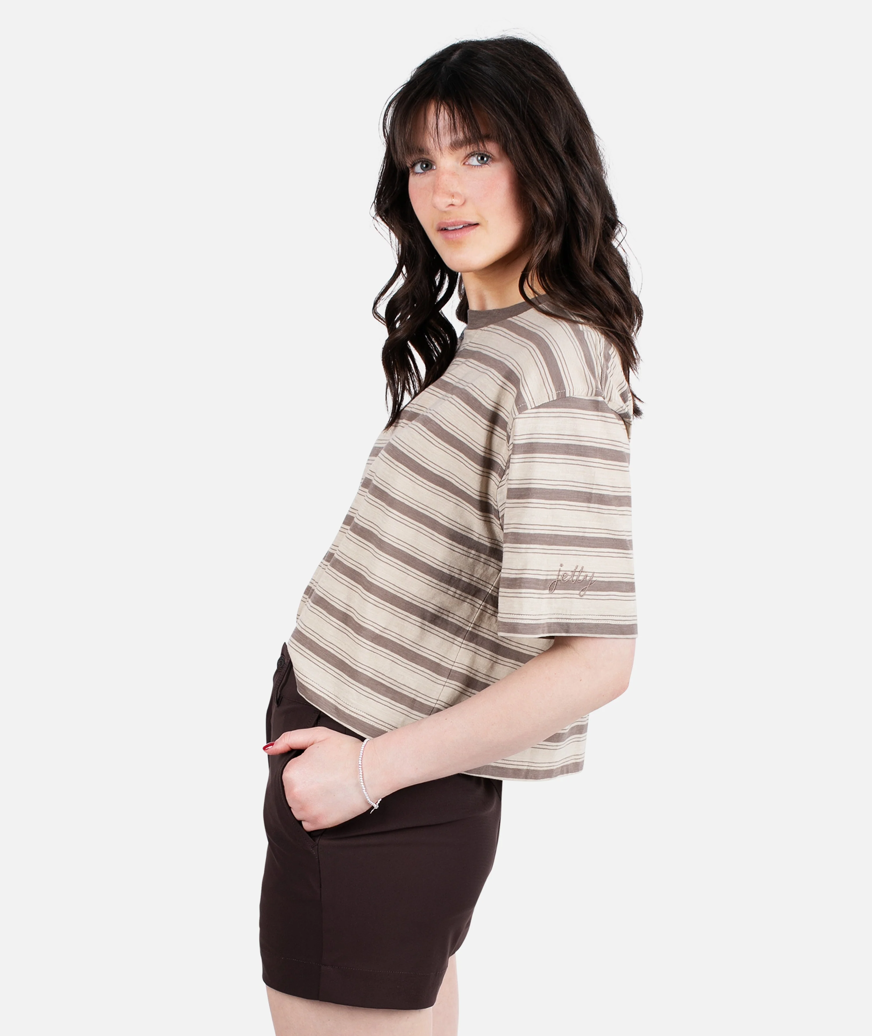 Avalon Striped Tee - Brown - Image 2