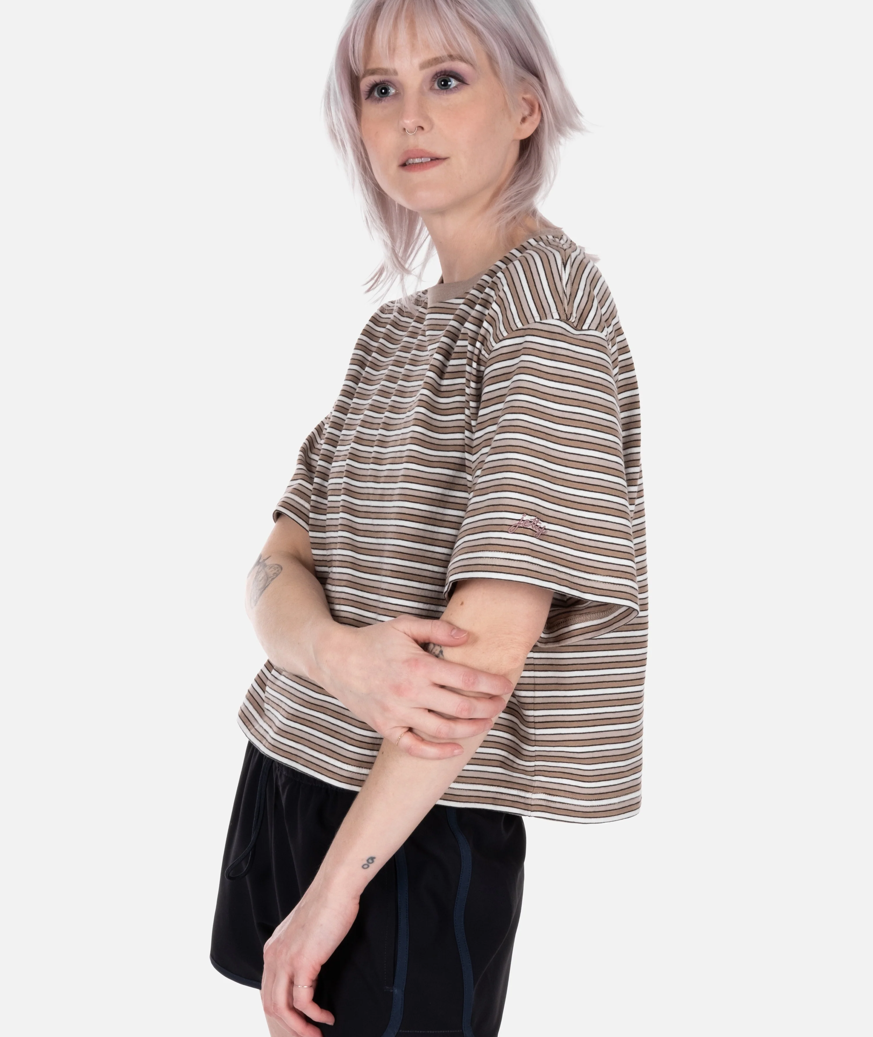 Avalon Striped Tee - Tan - Image 4