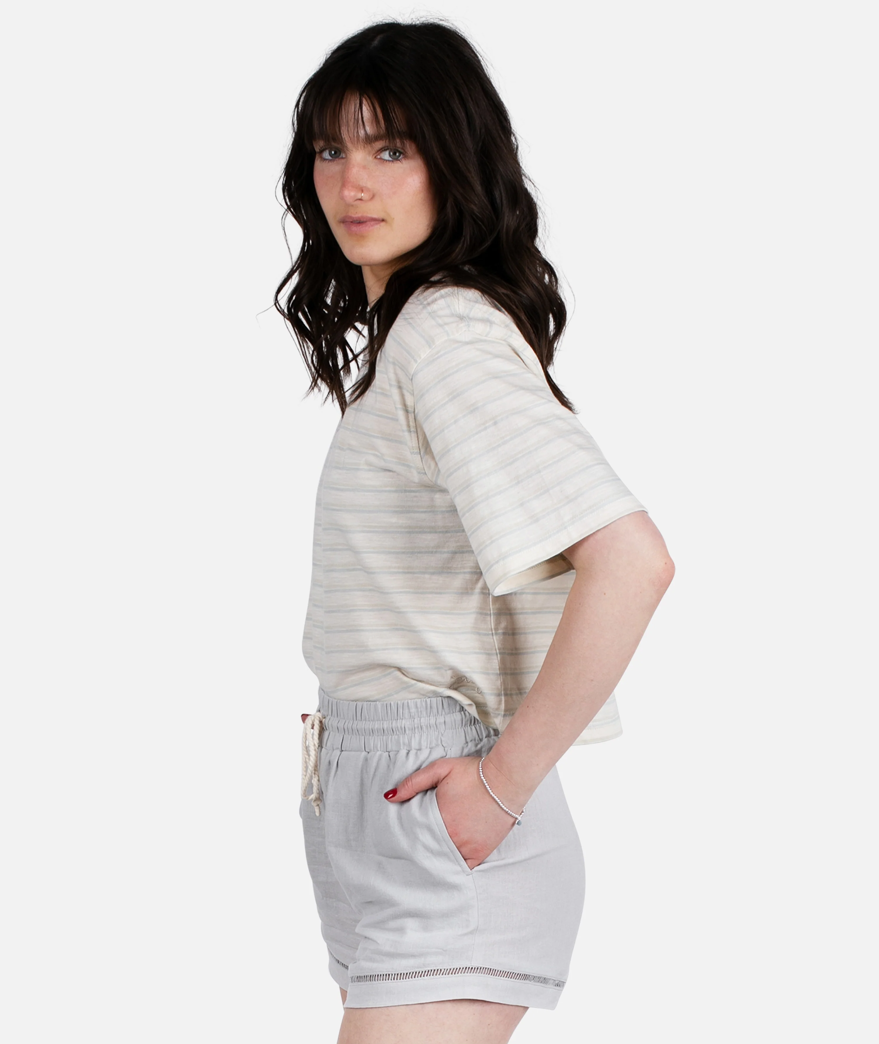 Avalon Striped Tee - White - Image 2