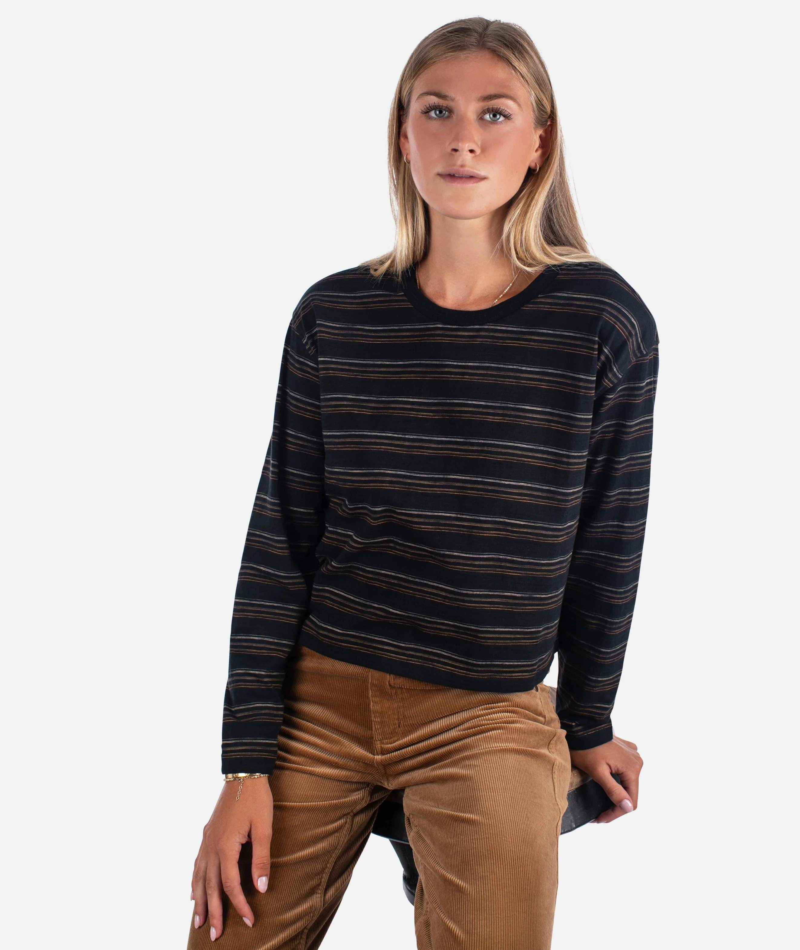 Barque Stripe Tee - Black - Image 3