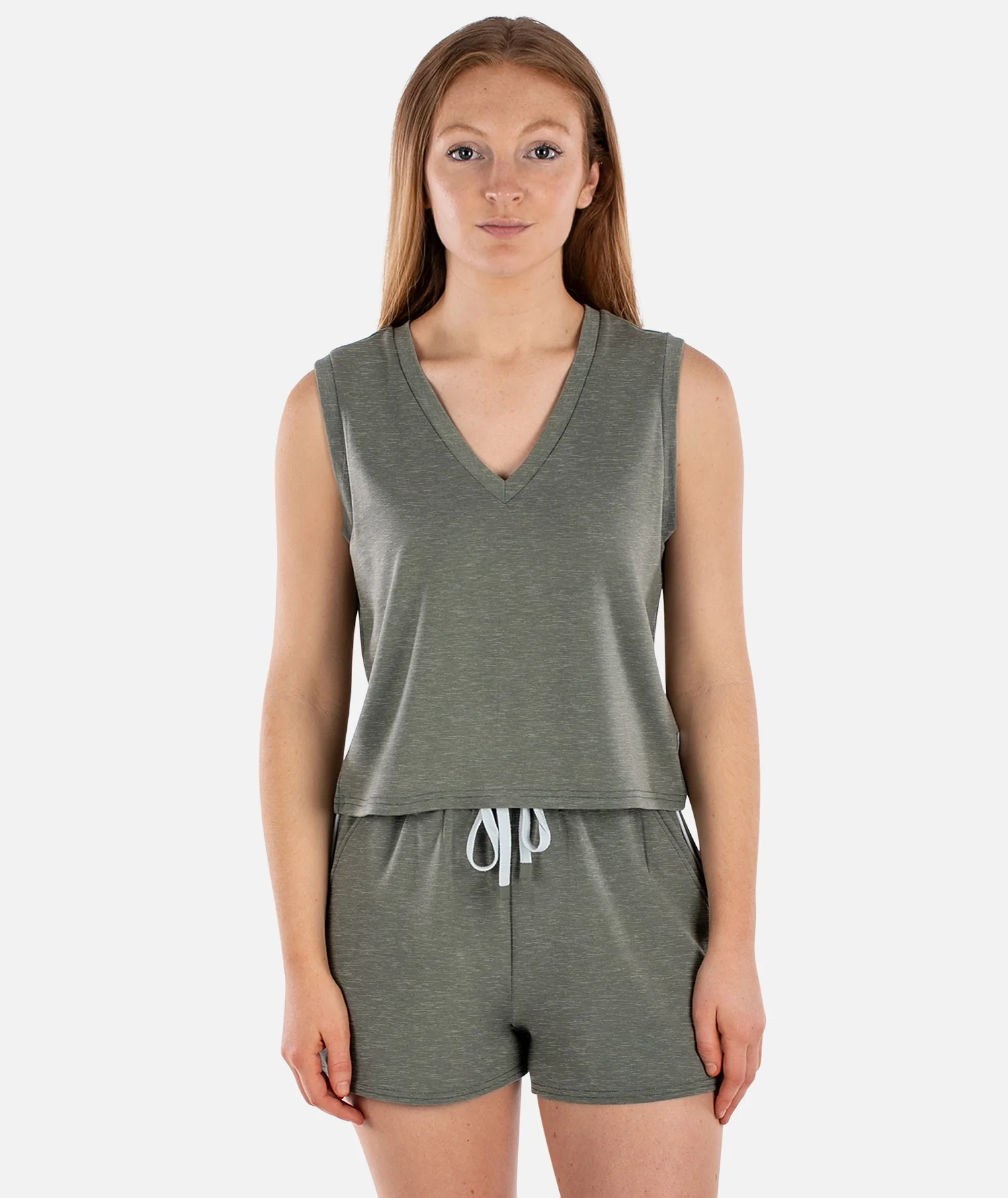 Bondi V-Neck Tank - Agave