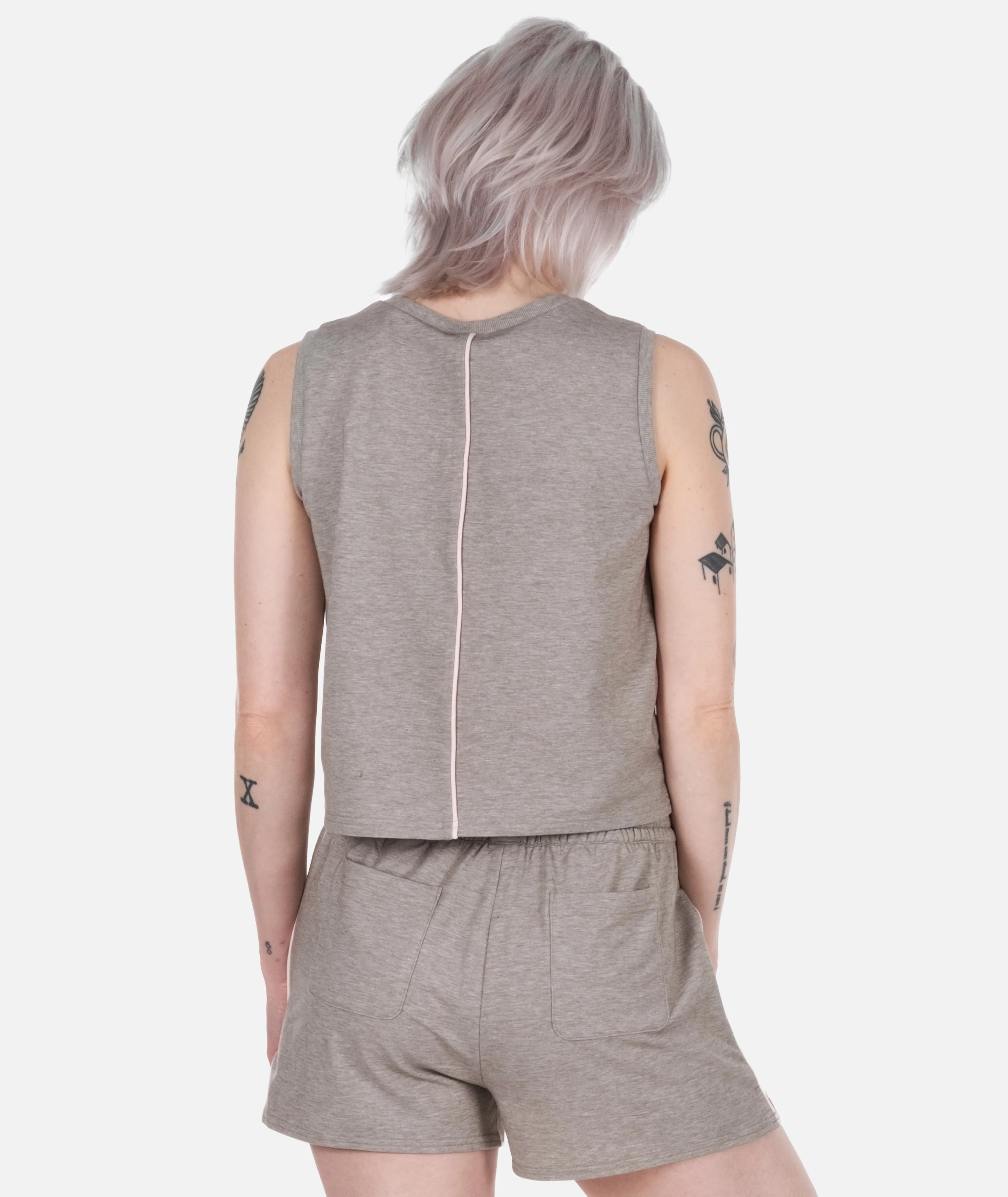 Bondi V-Neck Tank - Warm Grey - Image 3