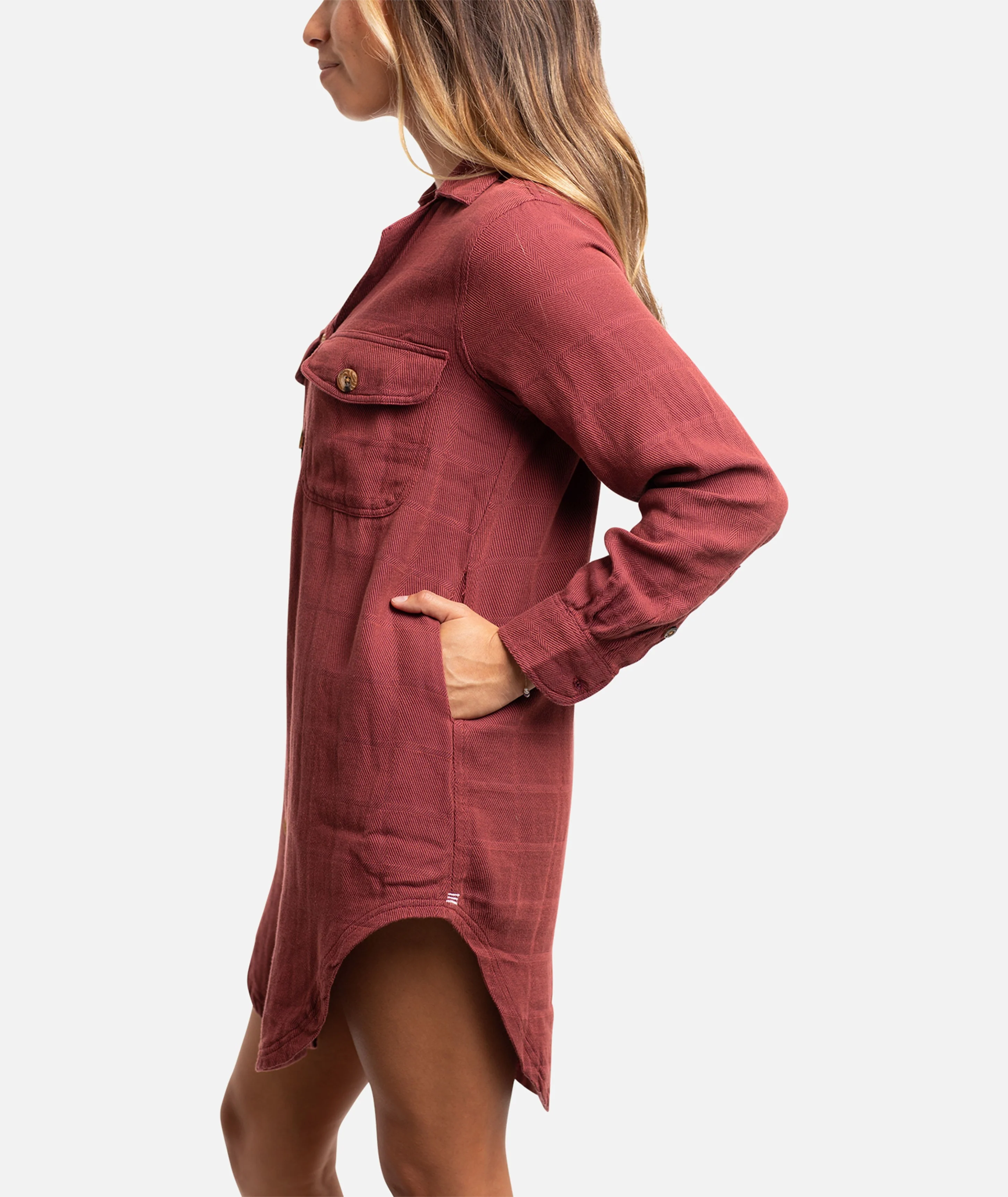 Bonita Flannel Dress - Red - Image 2