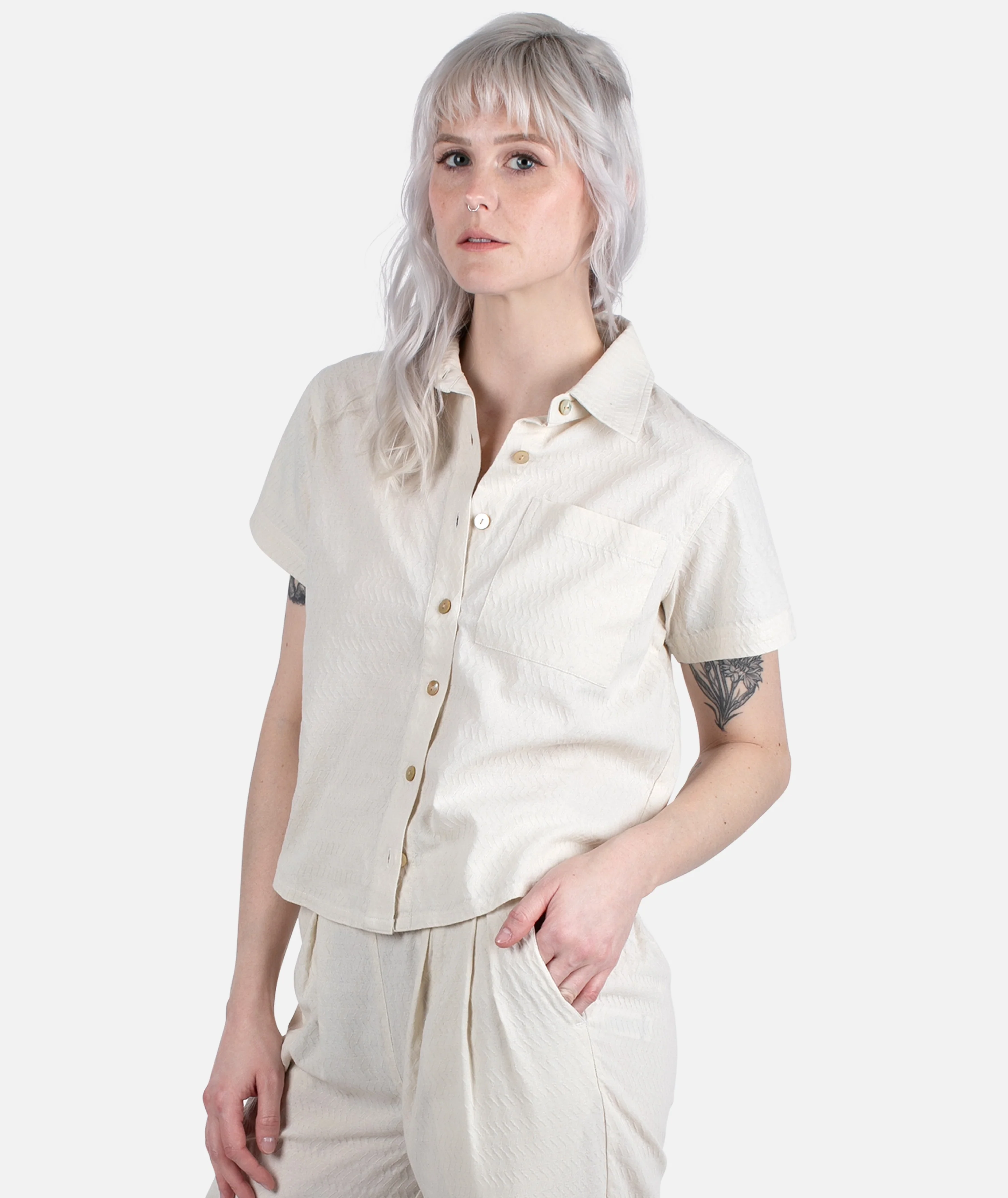 Cape Cod Jacquard Shirt - Cream - Image 3