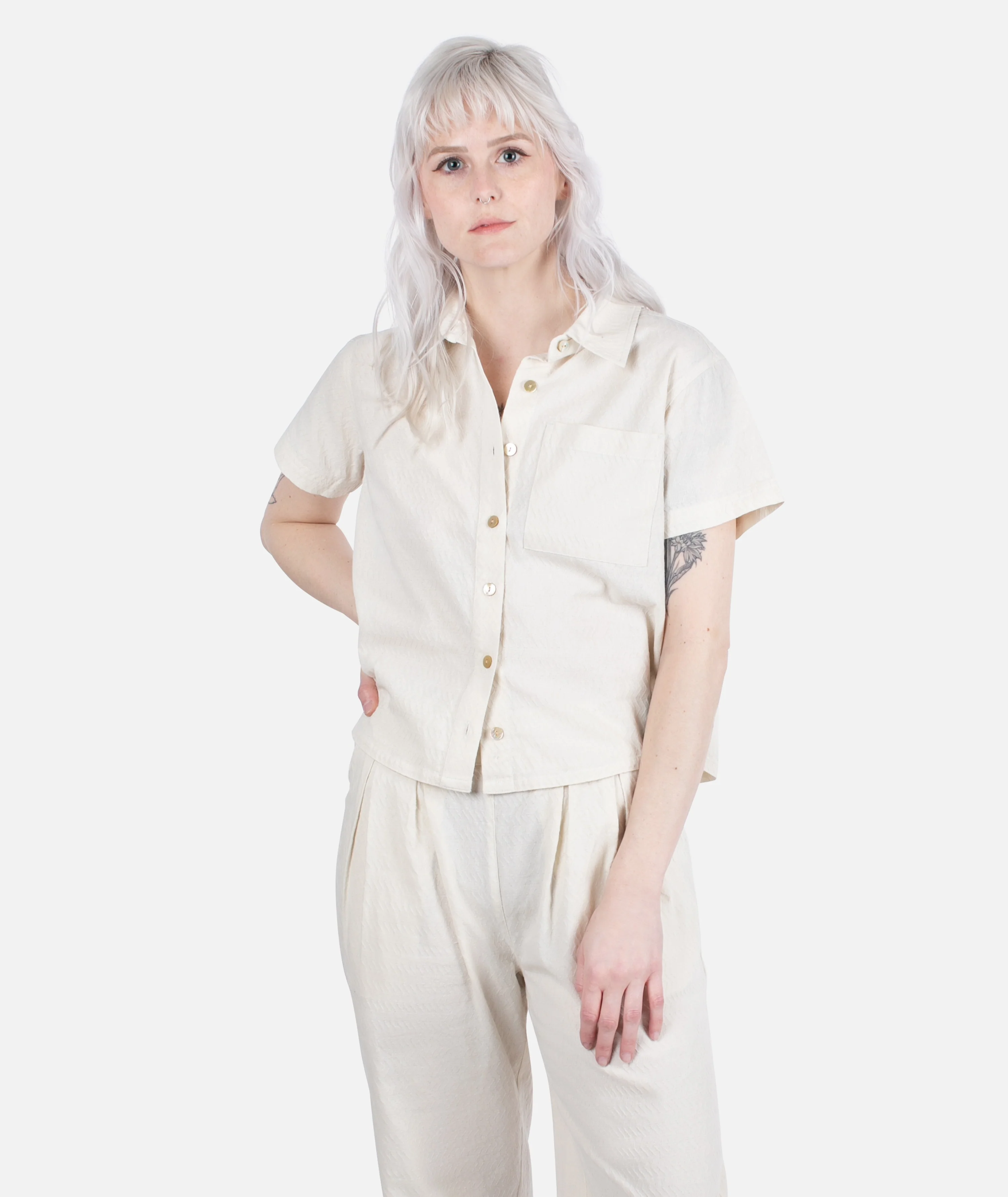 Cape Cod Jacquard Shirt - Cream - Image 5