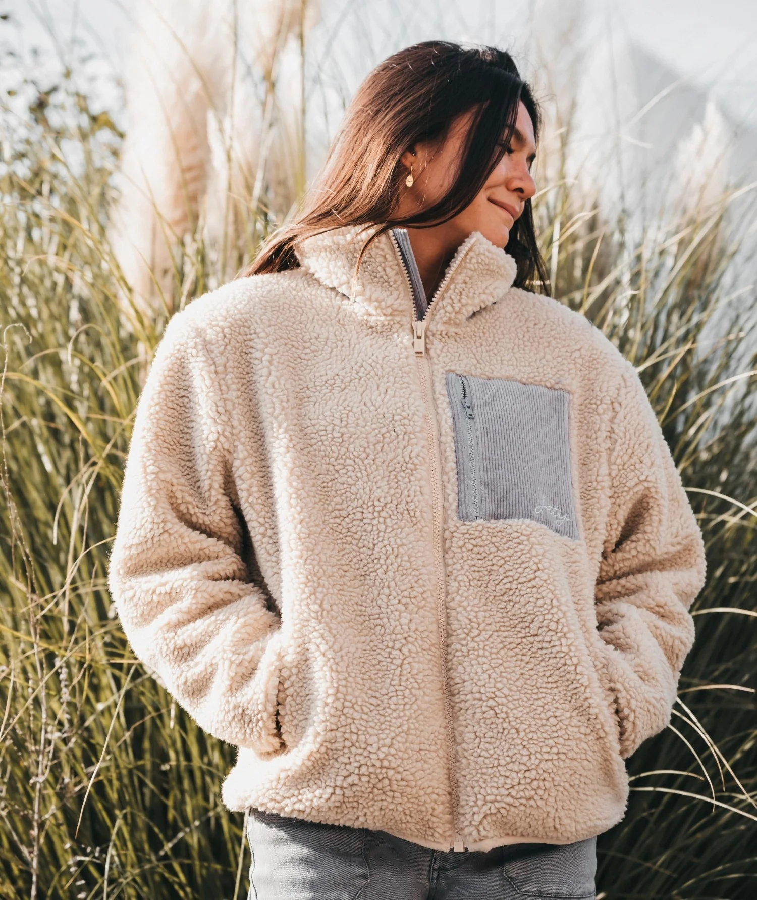 Cedar High Pile Fleece Jacket - Ivory - Image 2