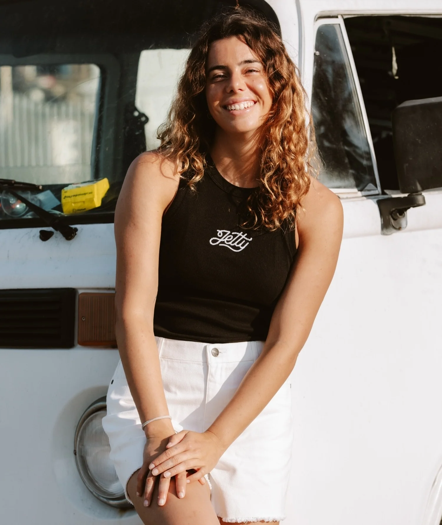 Chain Stitch Microrib Tank - Black - Image 2