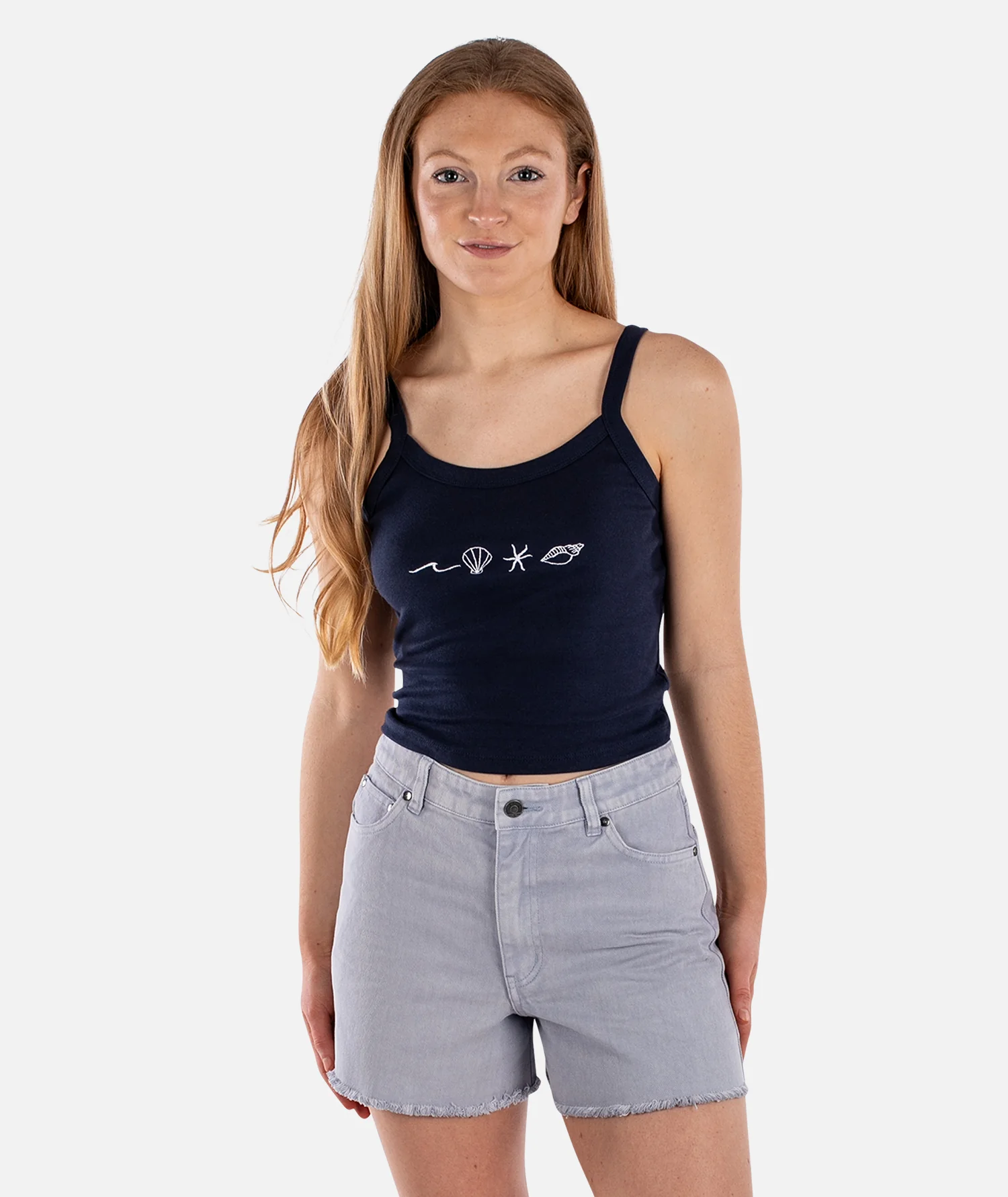 Coquille Crop Tank - Navy