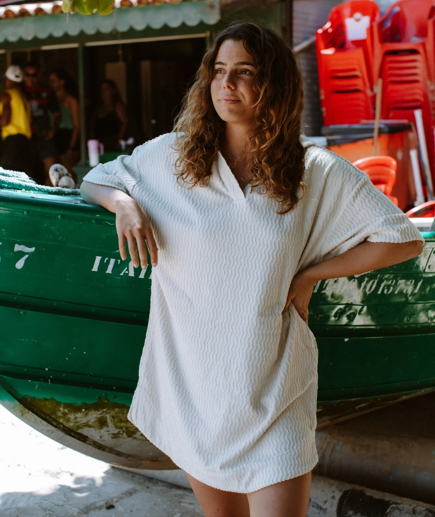Cornwall Jacquard Terry Dress - White - Image 2