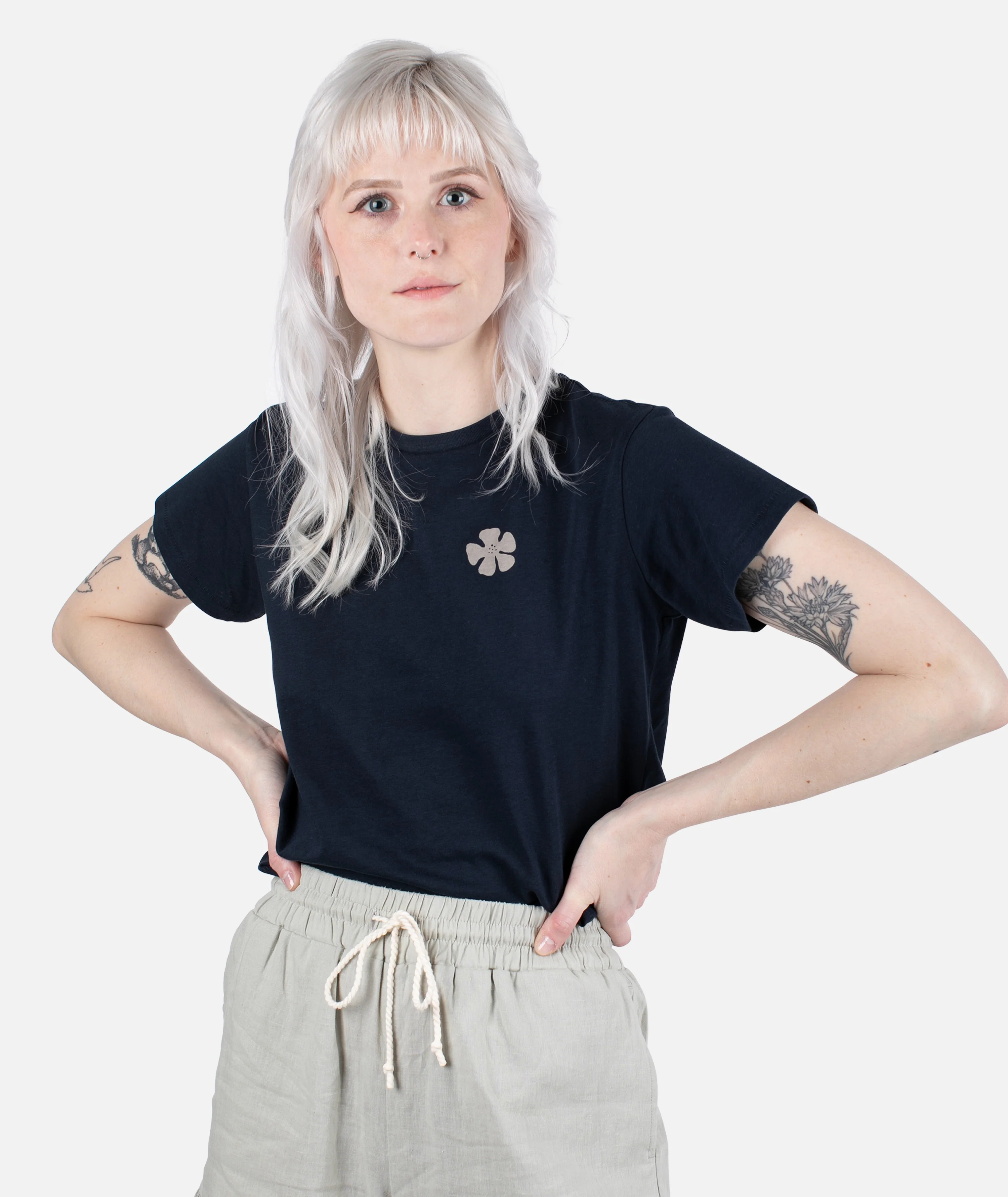 Flora Tee - Navy - Image 2