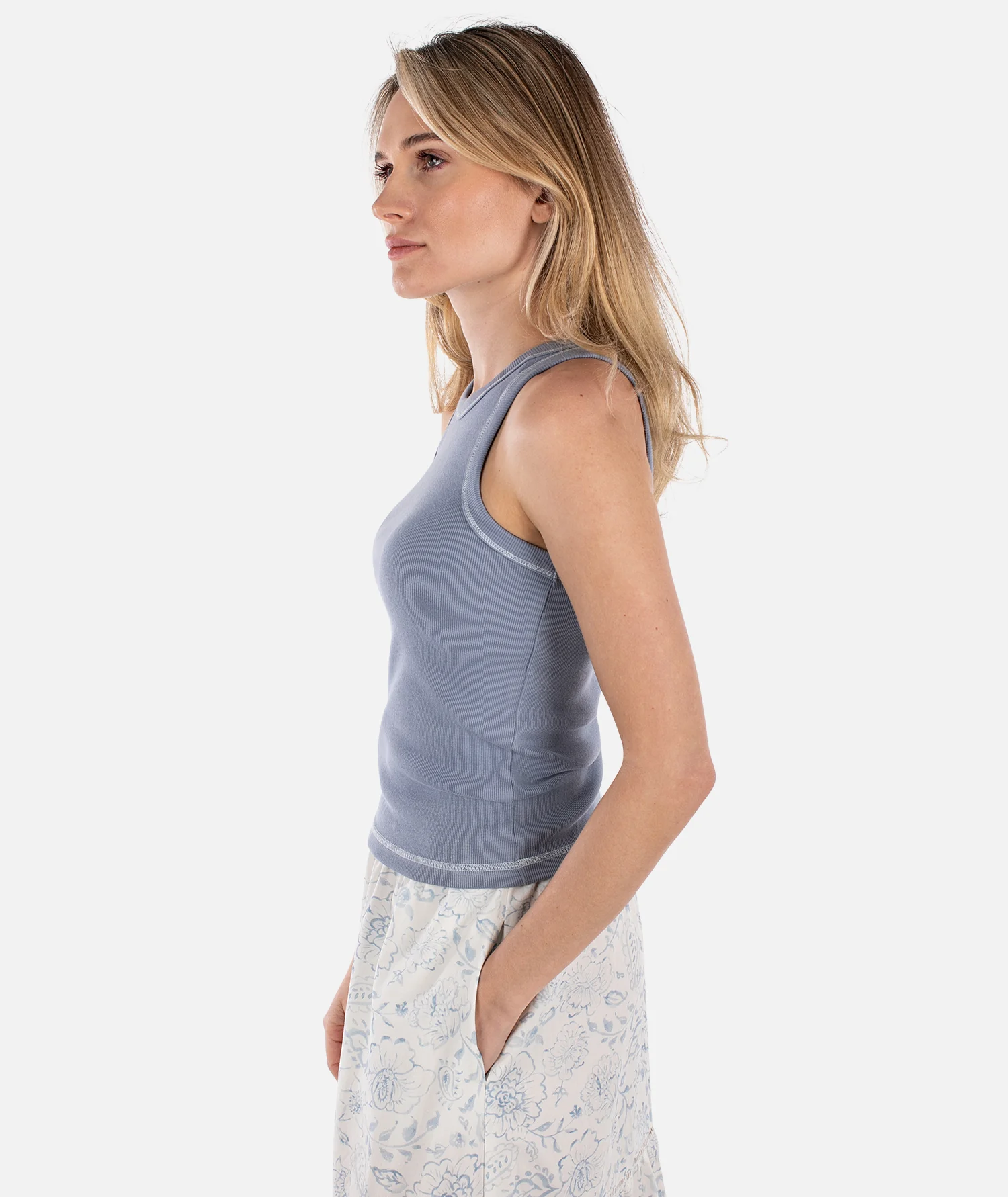 Iris Micro Rib Tank - Blue - Image 3
