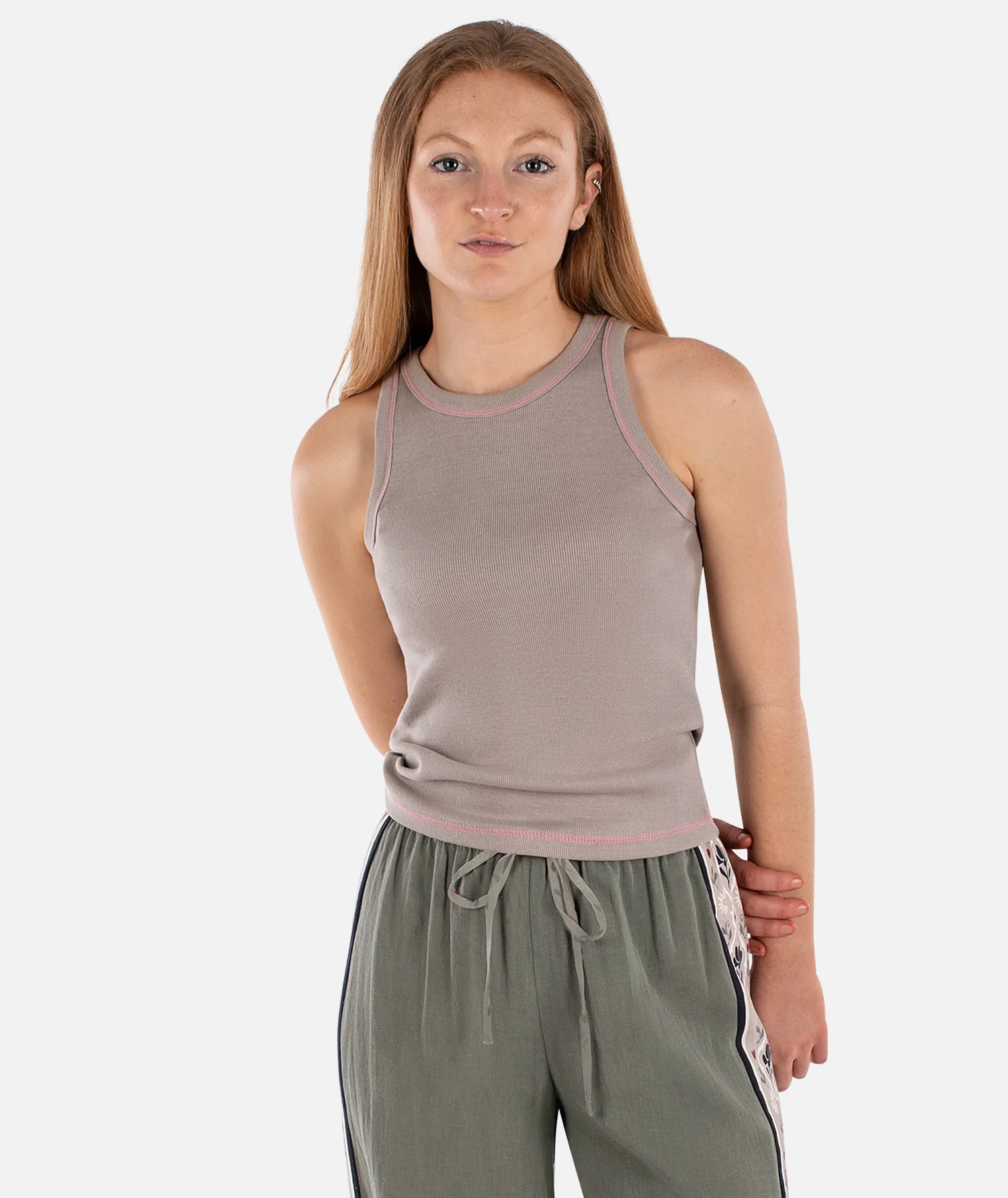 Iris Micro Rib Tank - Warm Grey