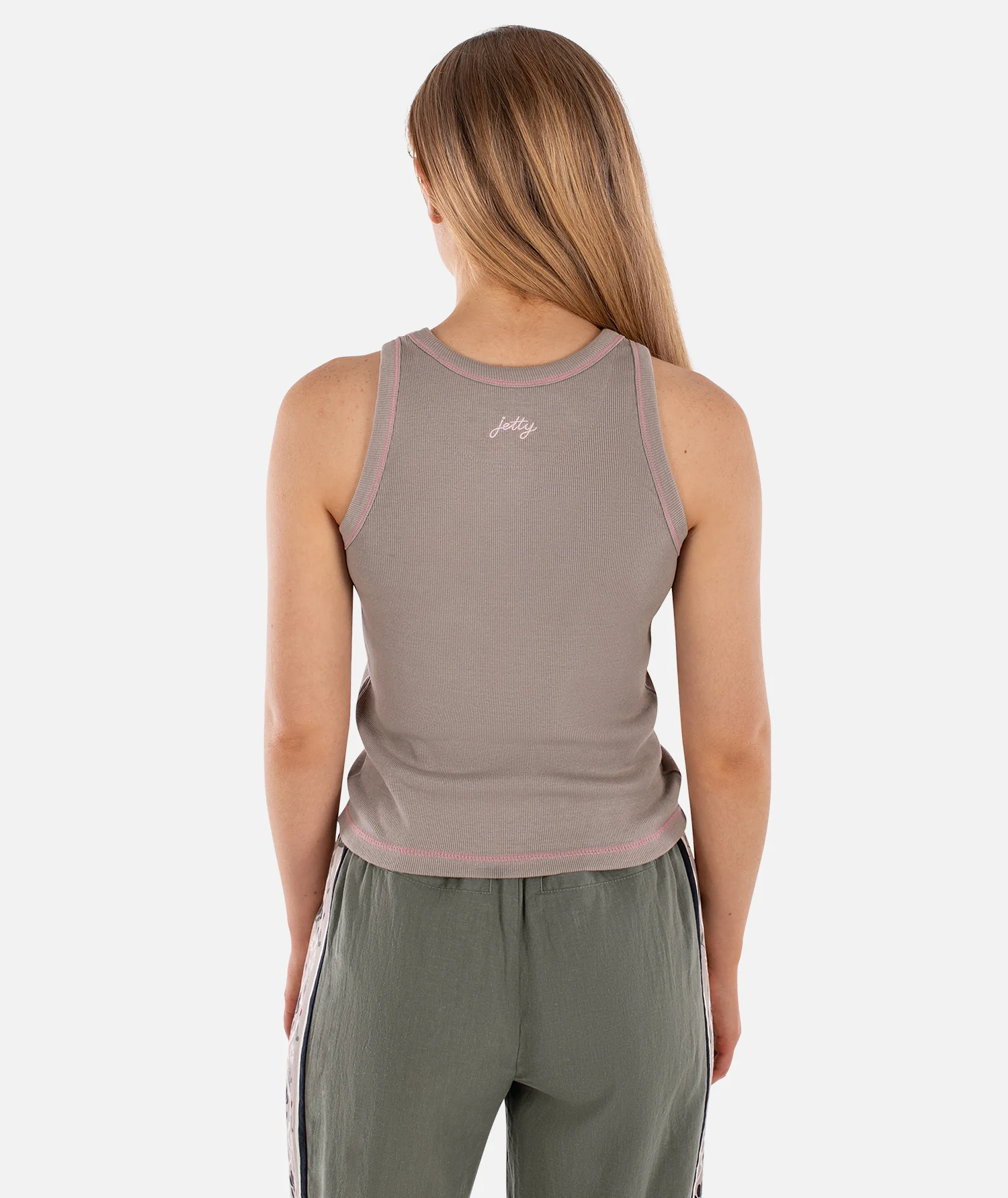 Iris Micro Rib Tank - Warm Grey - Image 3
