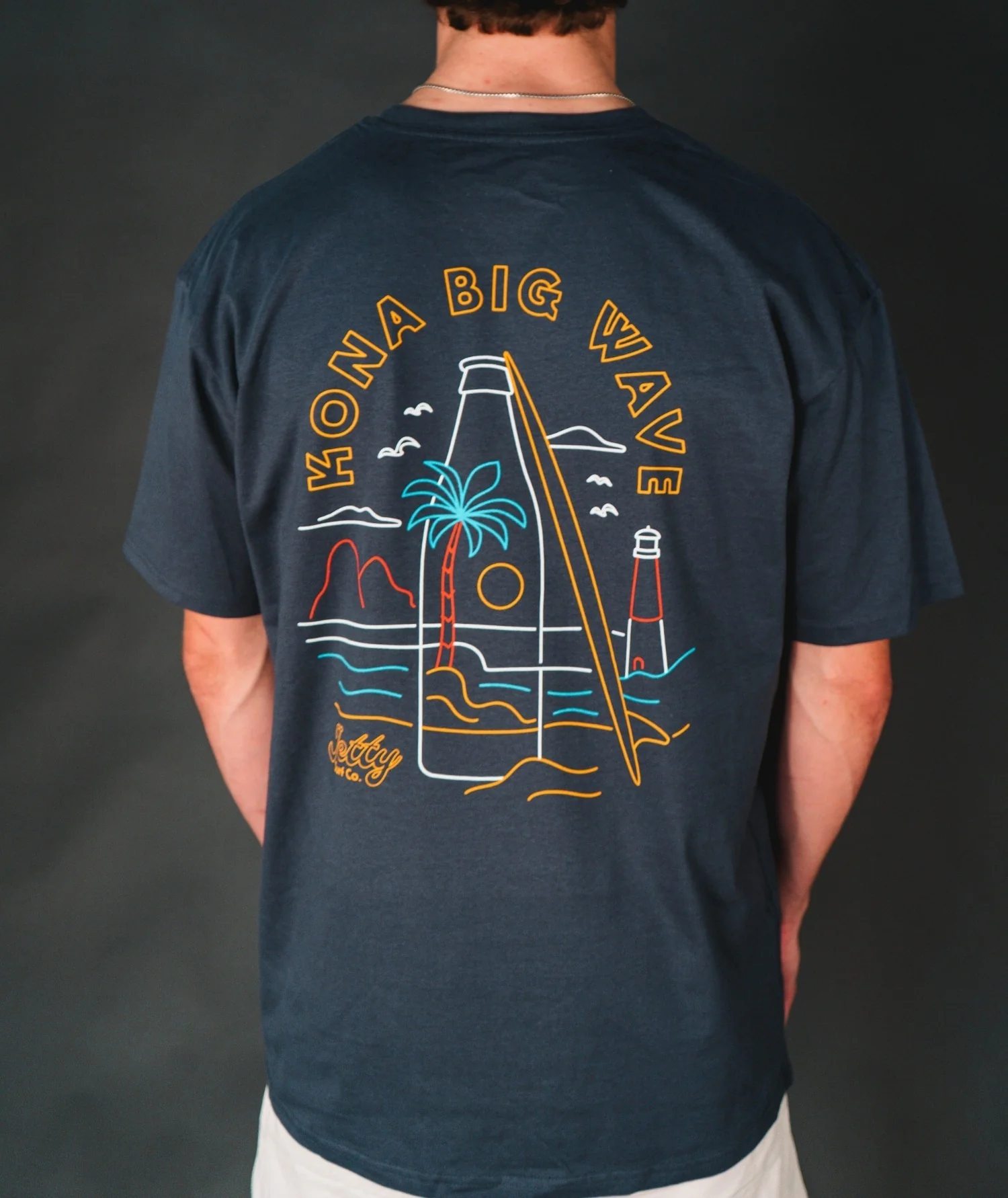 Jetty x Kona Neon Tee - Navy - Image 3