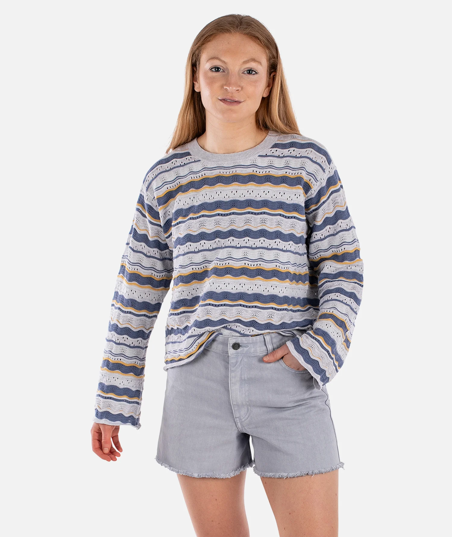 Lockwood Pointelle Sweater - Blue