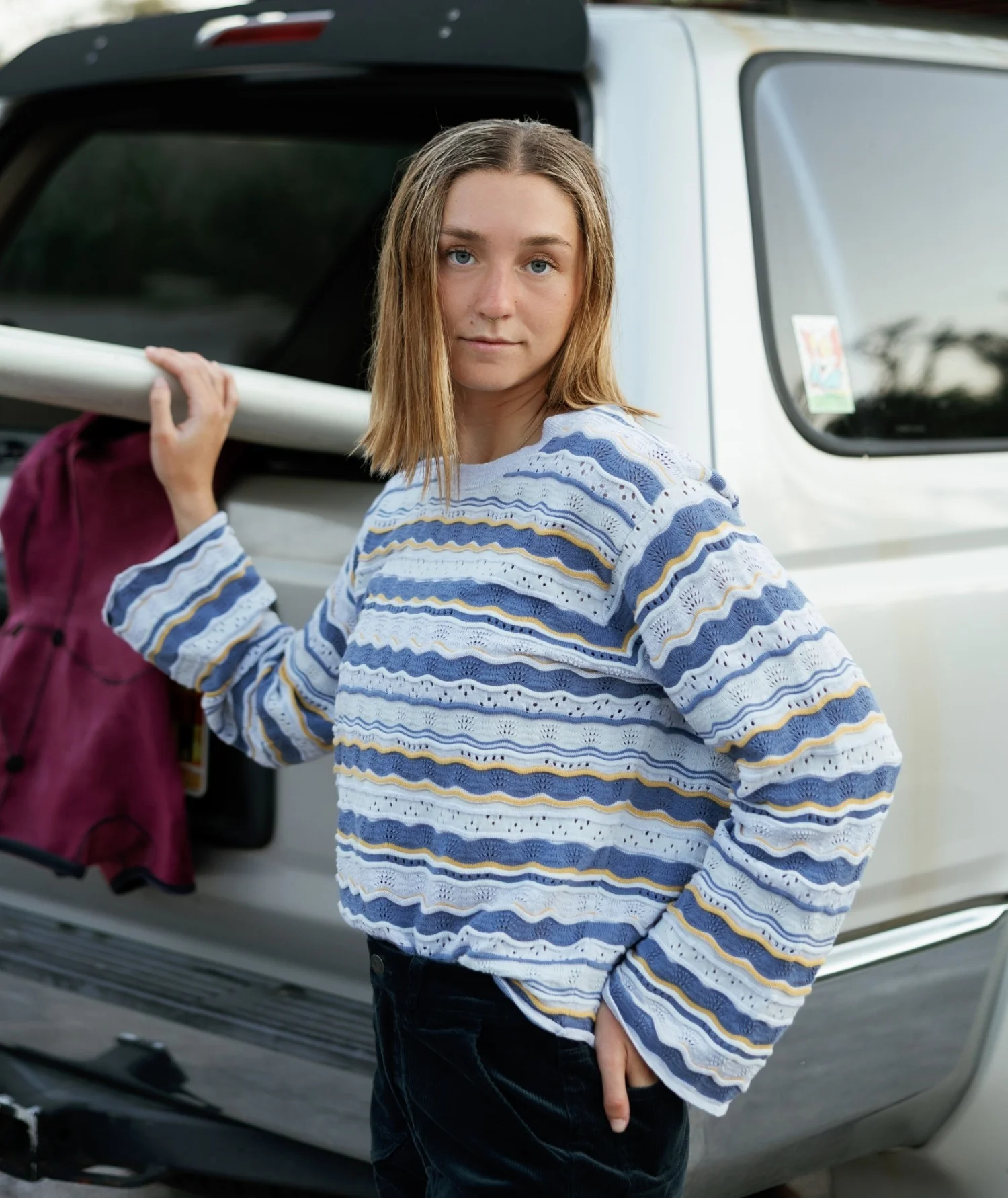 Lockwood Pointelle Sweater - Blue - Image 2