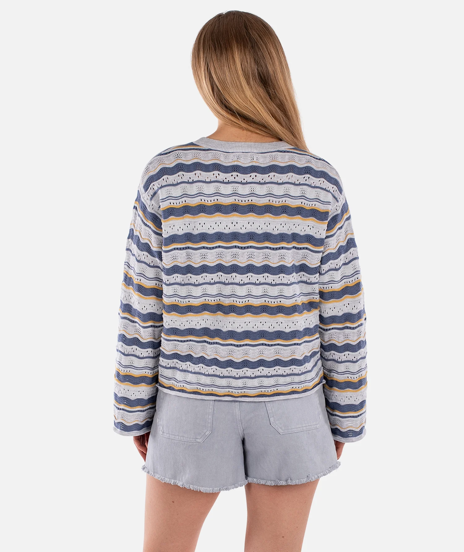 Lockwood Pointelle Sweater - Blue - Image 3