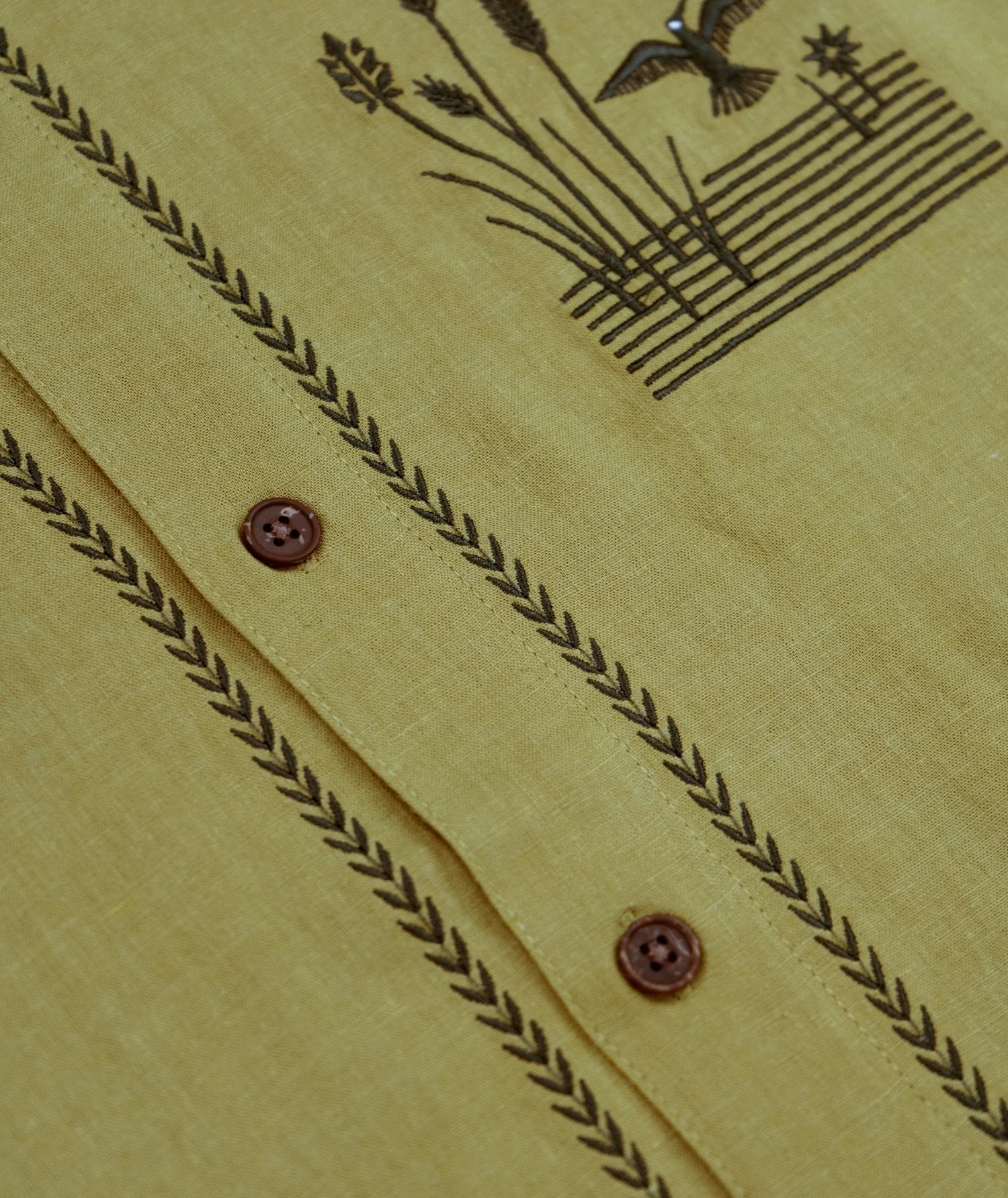 Marshall Embroidered Linen Shirt - Olive - Image 2