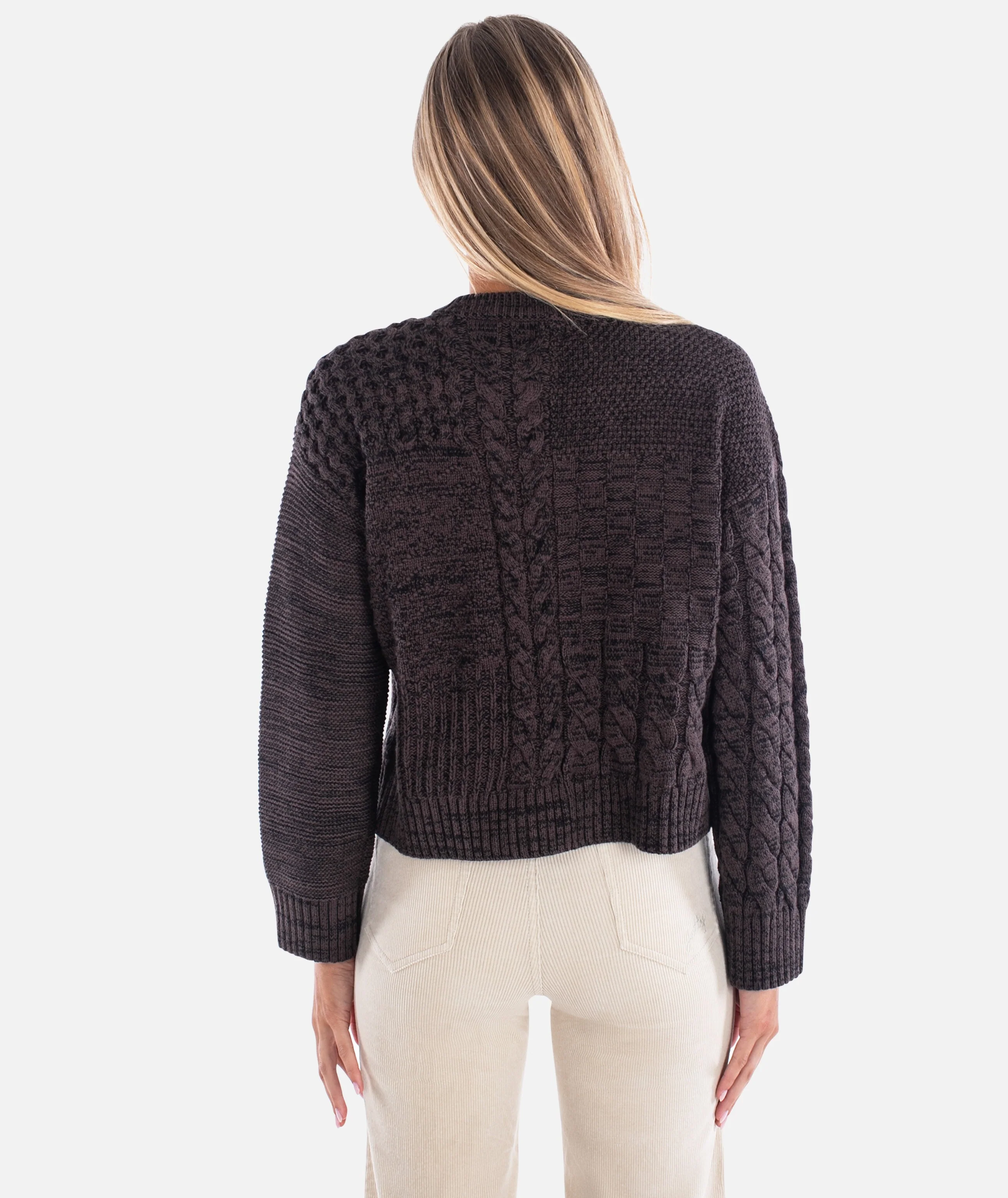Quincy Patchwork Cardigan - Brown - Image 3