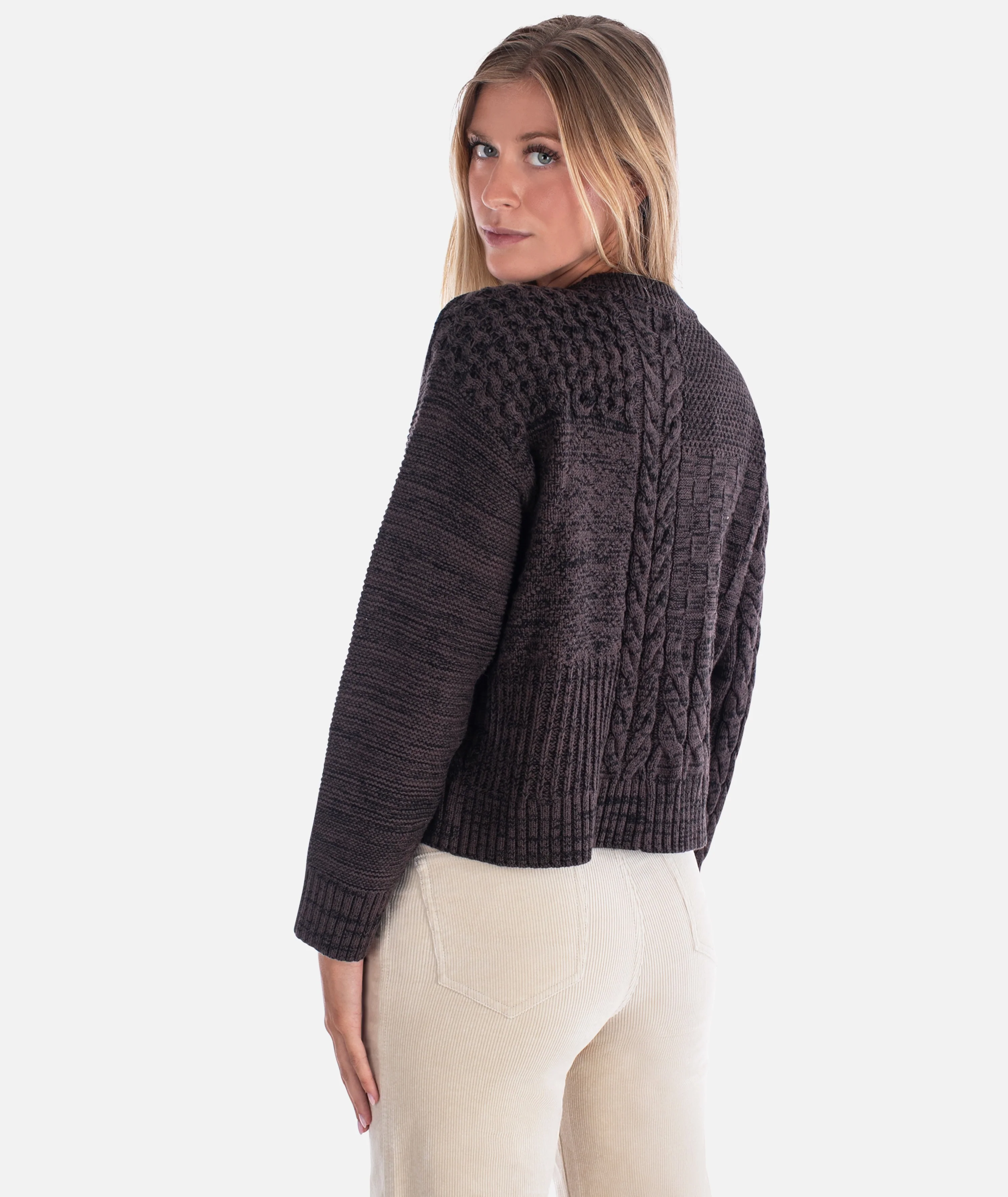 Quincy Patchwork Cardigan - Brown - Image 4