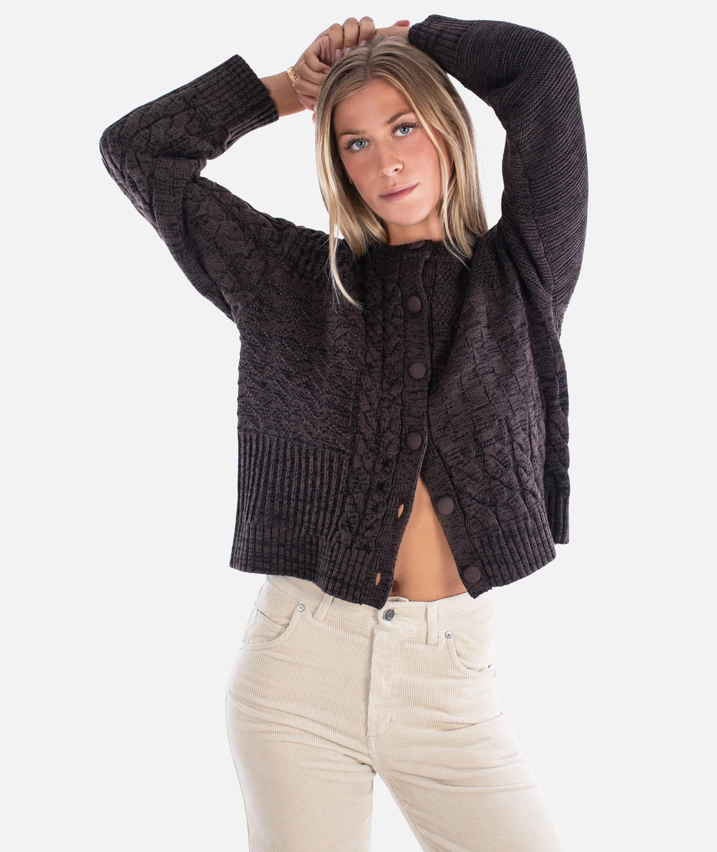 Quincy Patchwork Cardigan - Brown - Image 5