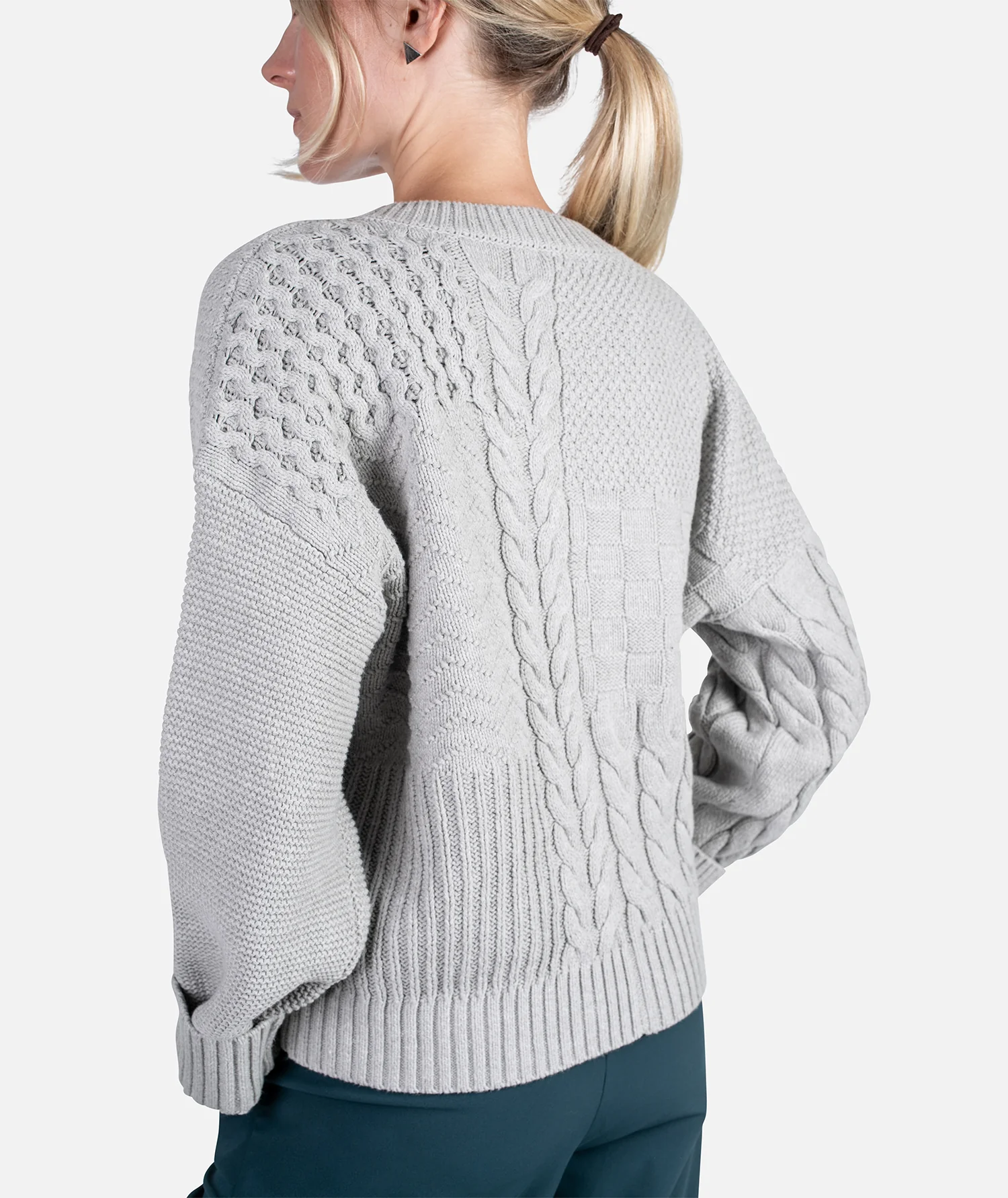 Quincy Patchwork Cardigan - Grey - Image 2