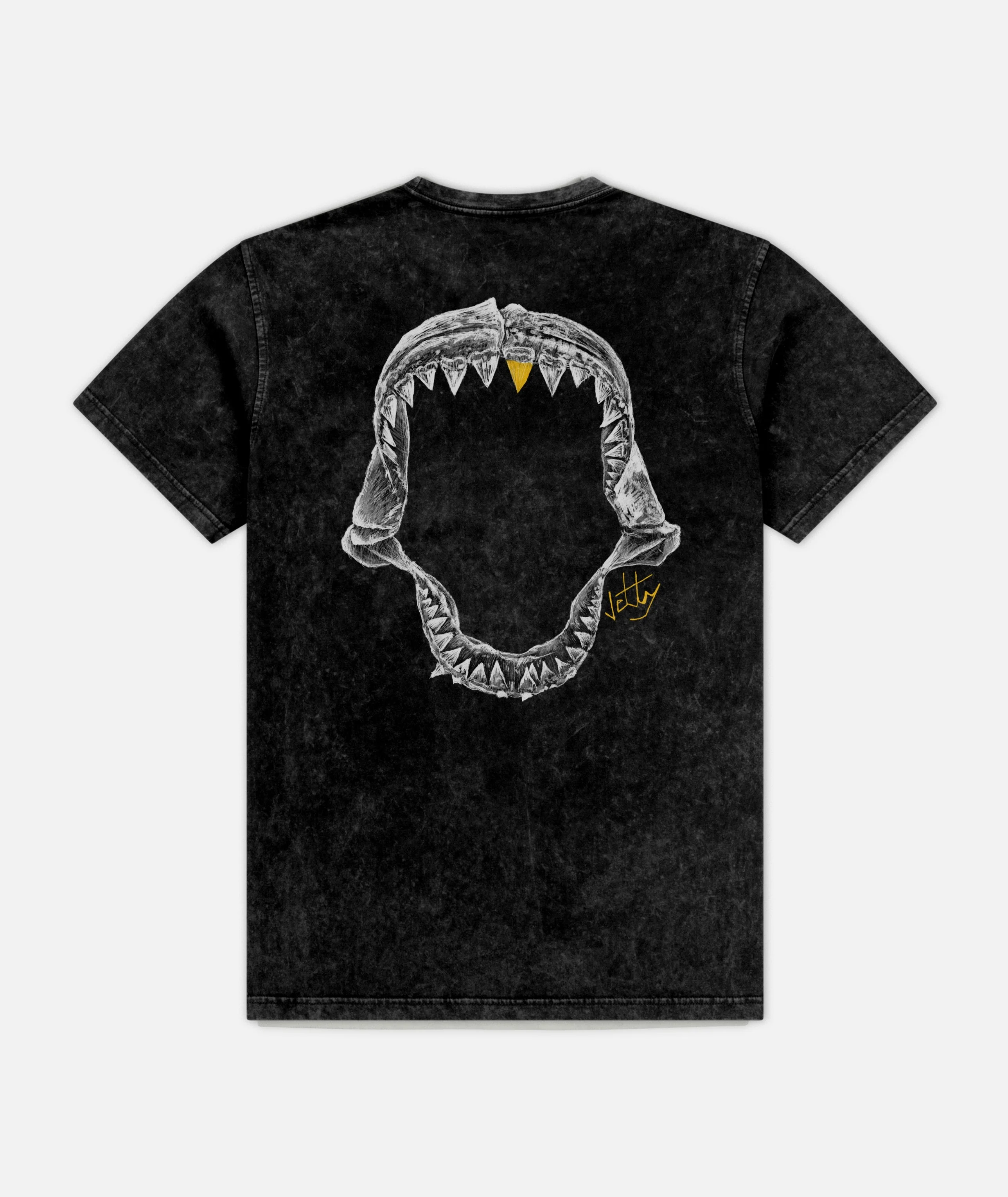 Jaws Tee - Black Mineral Wash