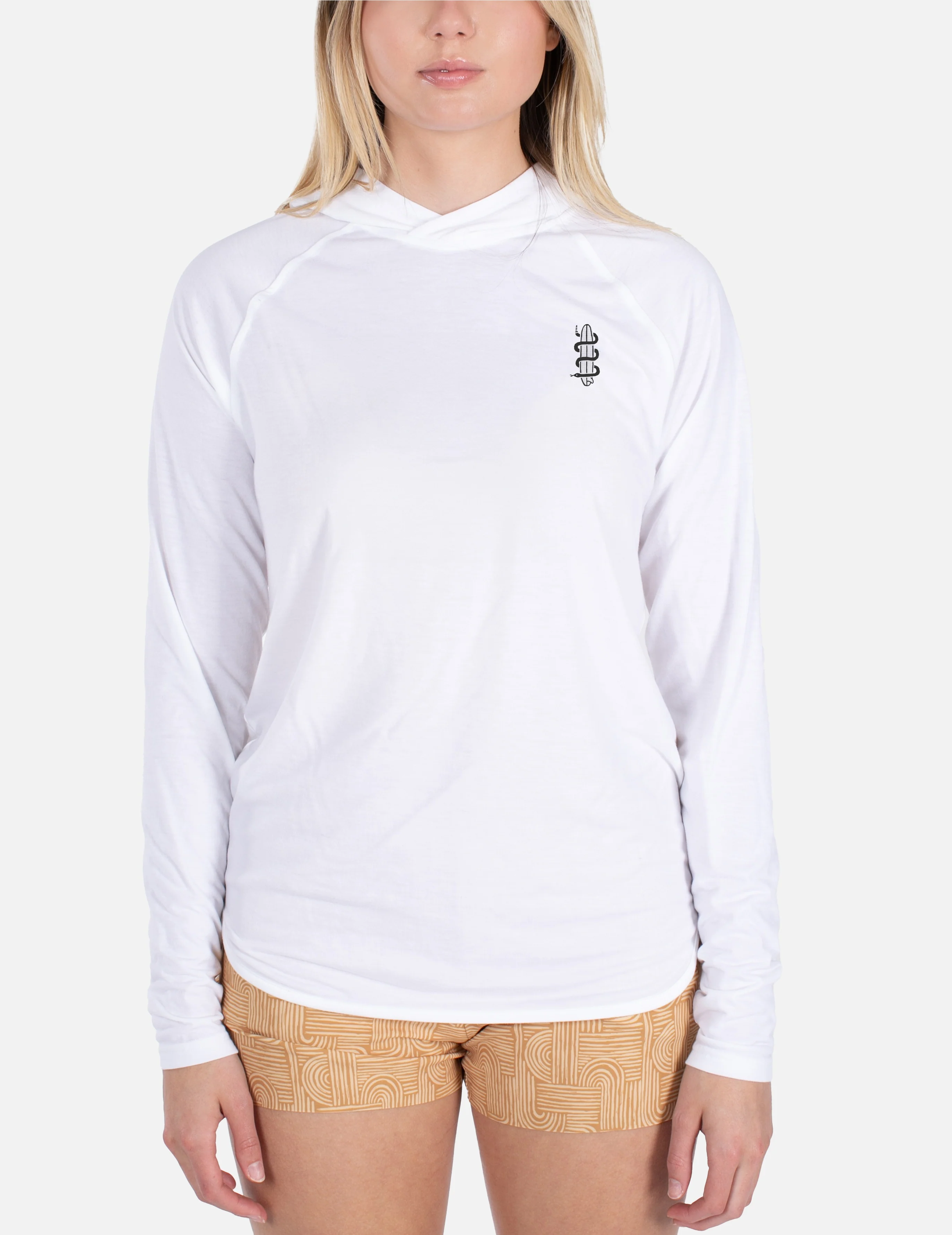 Wave Snake Hooded UV Long Sleeve - White - Image 2